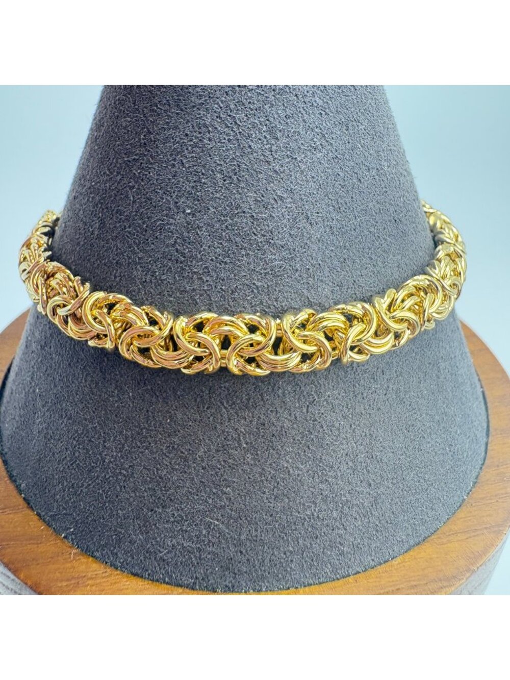 VTG 12K Gold Filled Byzantine Link Bracelet .25" Wide 7.75" Length Lobster Clasp